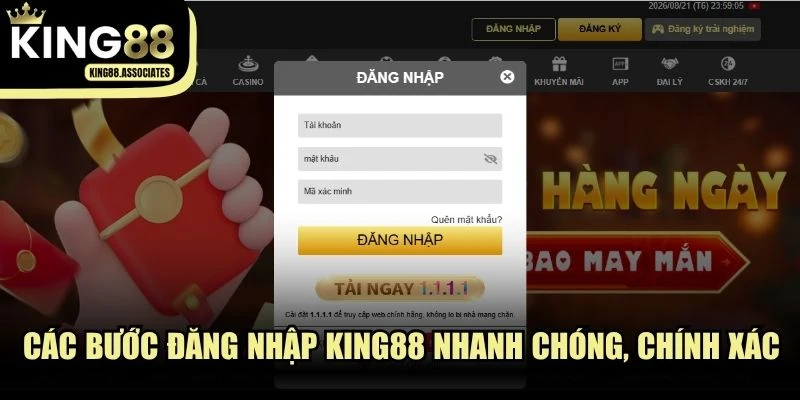 Các bước đăng nhập KING88 nhanh chóng, chính xác